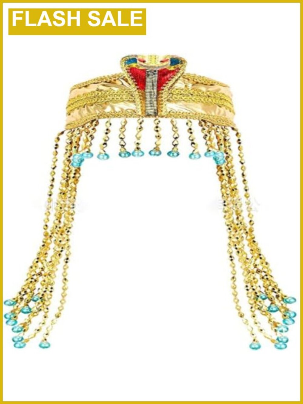 Women's Egyptian Headpiece Cleopatra Headdress Beaded Gold with Snake Motif
